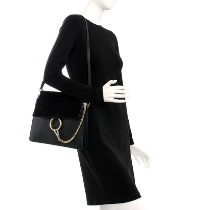 Chloe Suede Calfskin Medium Faye Shoulder Bag Black 2 of 8