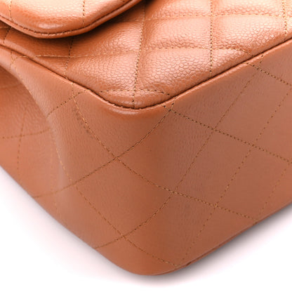 Chanel Caviar Quilted Jumbo Double Flap Light Brown 10 of 11