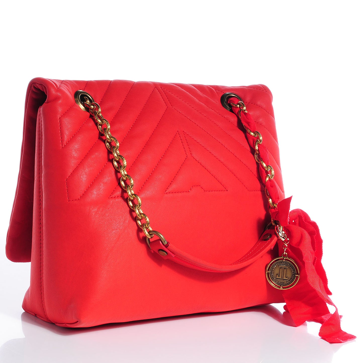 Quilted Lambskin Happy Medium Shoulder Bag Coquelicot Orange