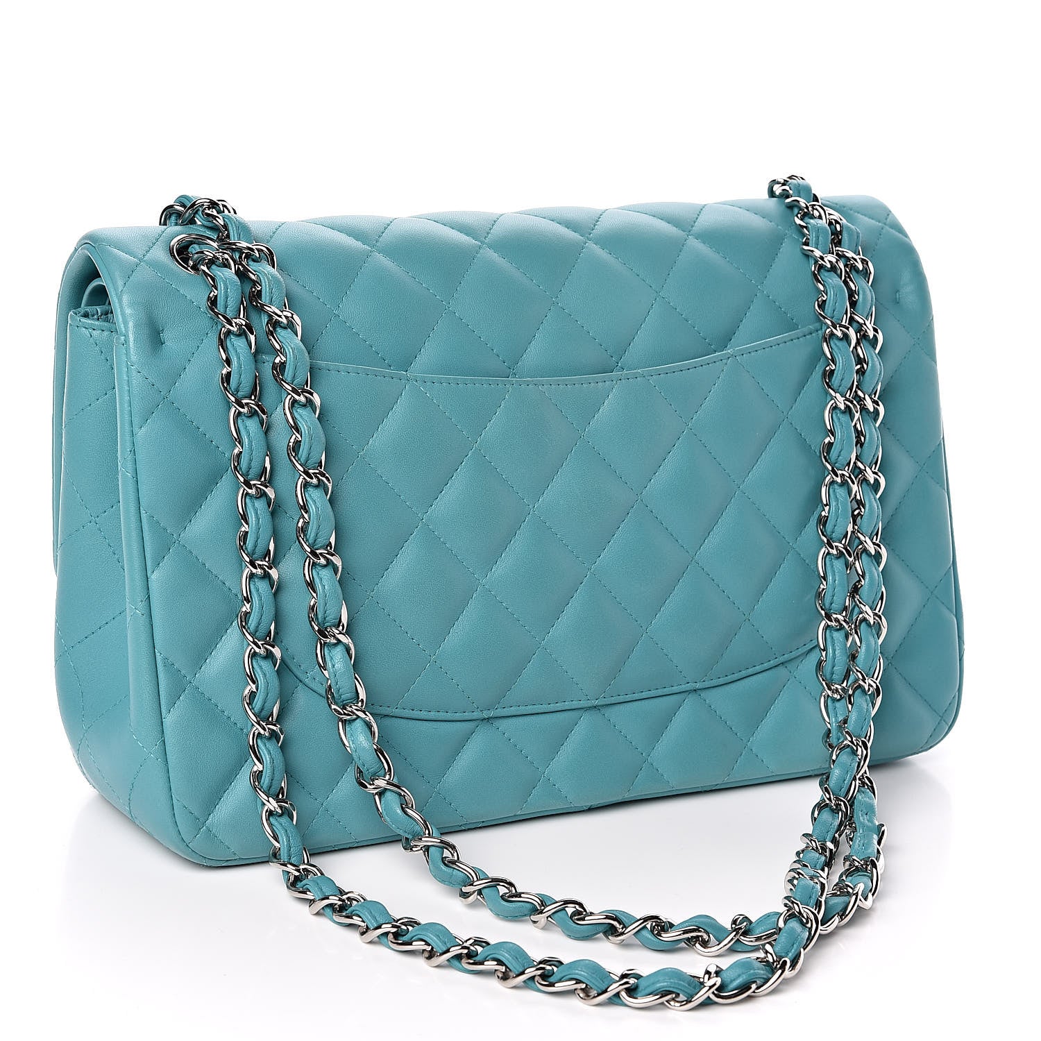 Chanel Lambskin Quilted Jumbo Double Flap Turquoise 3 of 16
