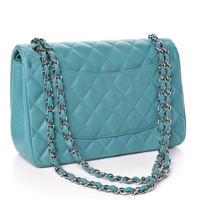 Chanel Lambskin Quilted Jumbo Double Flap Turquoise 3 of 16