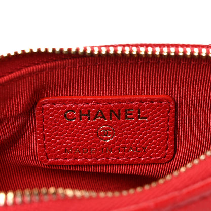 Chanel Caviar Quilted Small Cosmetic Case Red 6 of 10