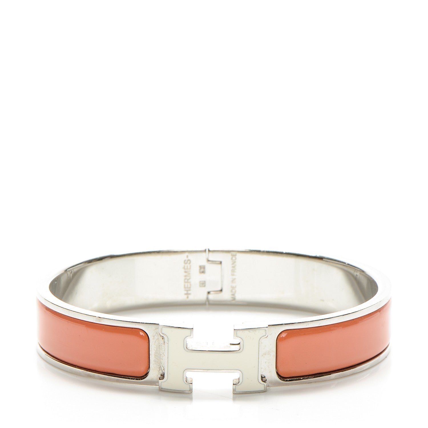 Hermes Enamel Narrow Clic Clac H Bracelet PM Mango White 1 of 5