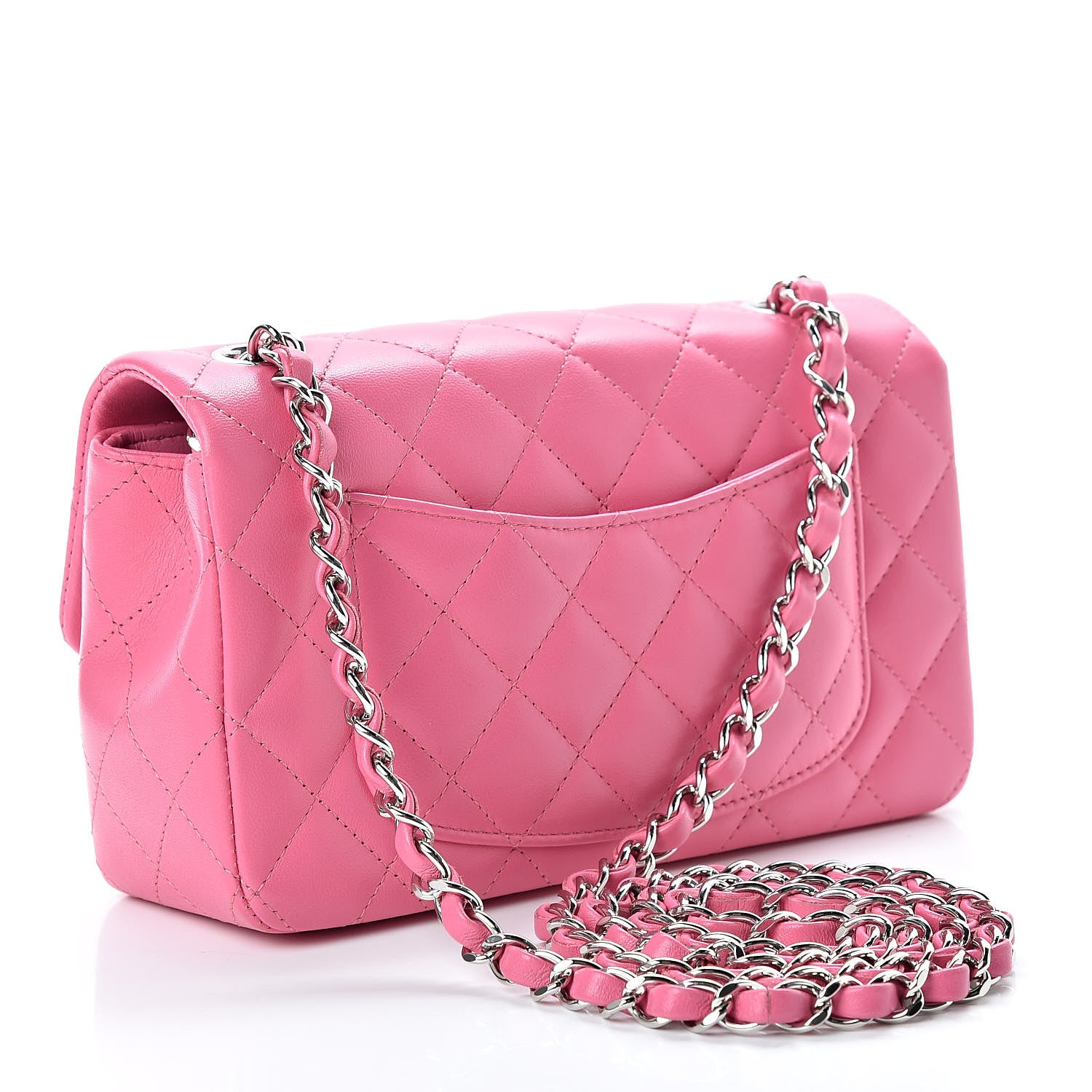 Chanel Lambskin Quilted Mini Rectangular Flap Dark Pink 3 of 11