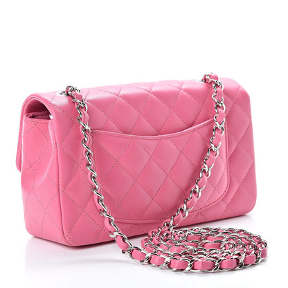 Chanel Lambskin Quilted Mini Rectangular Flap Dark Pink 3 of 11