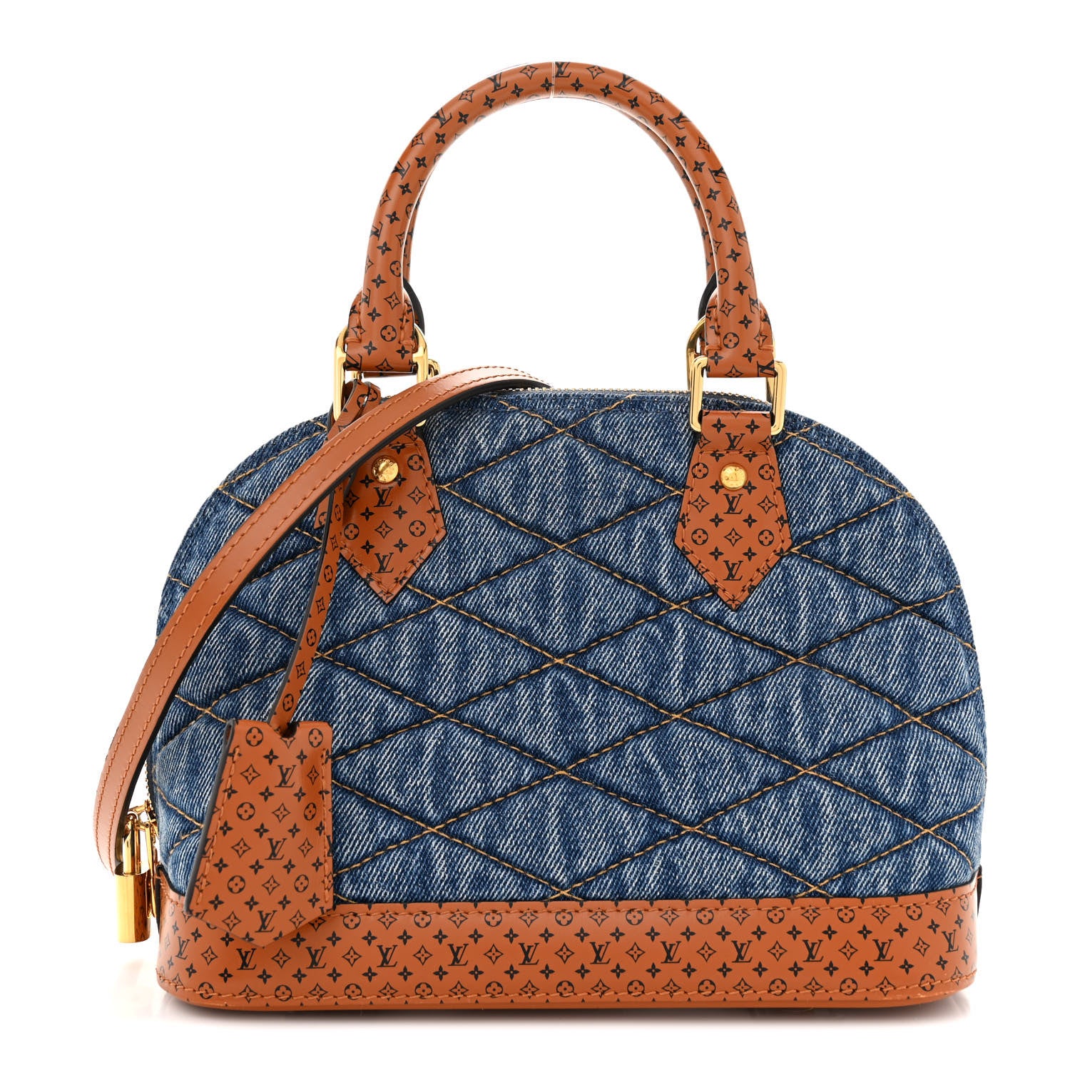 Louis Vuitton Denim Calfskin Reverse Monogram Malletage Alma BB Blue 1 of 11