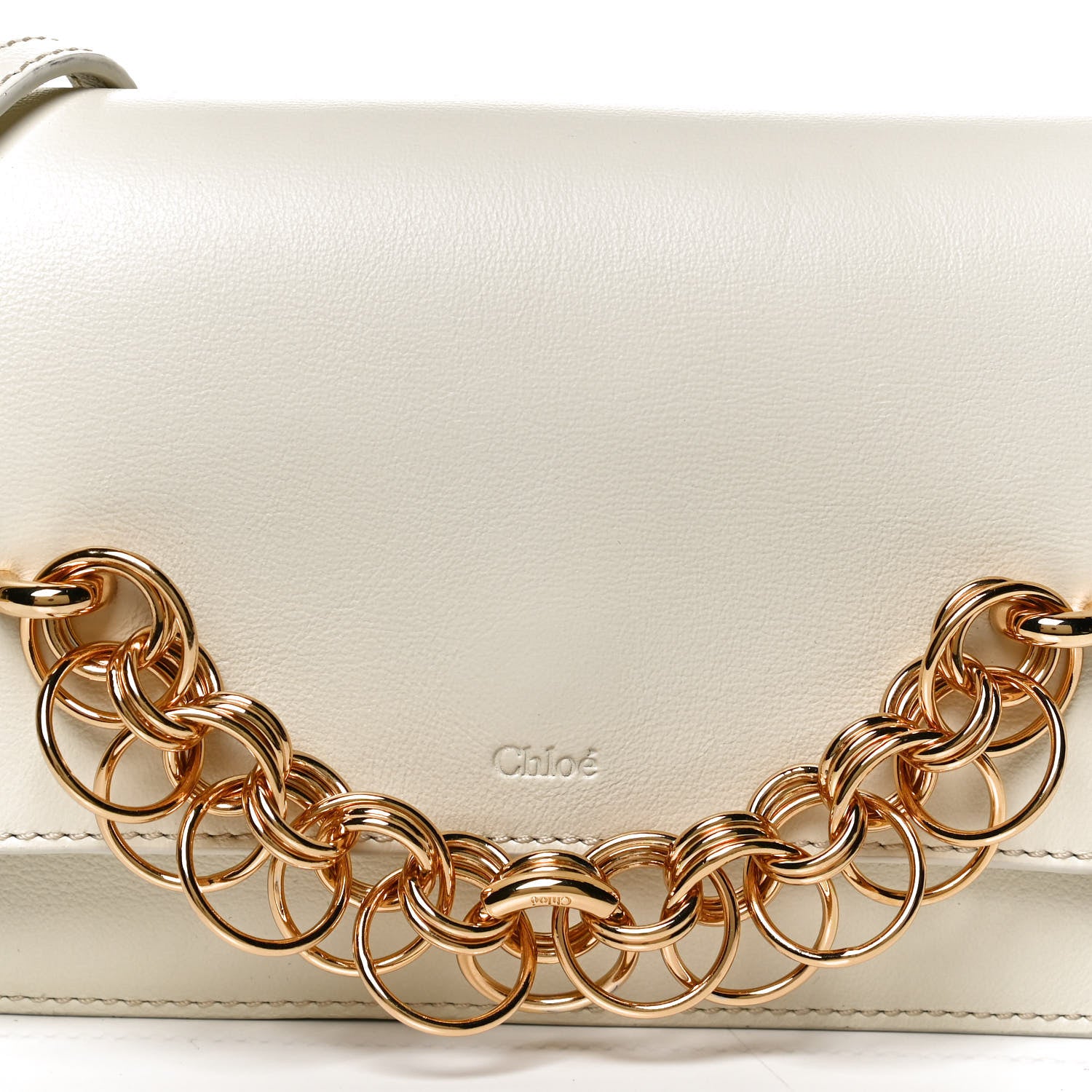 Chloe Calfskin Drew Bijou Clutch Natural White 9 of 11