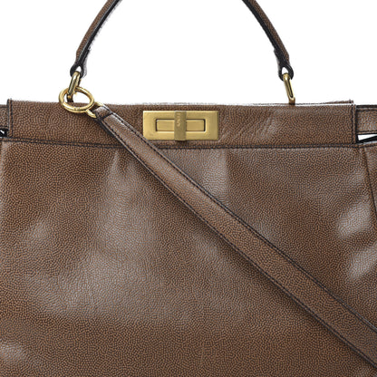 Fendi Patent Large Peekaboo Iconic Satchel Brown 9 of 17