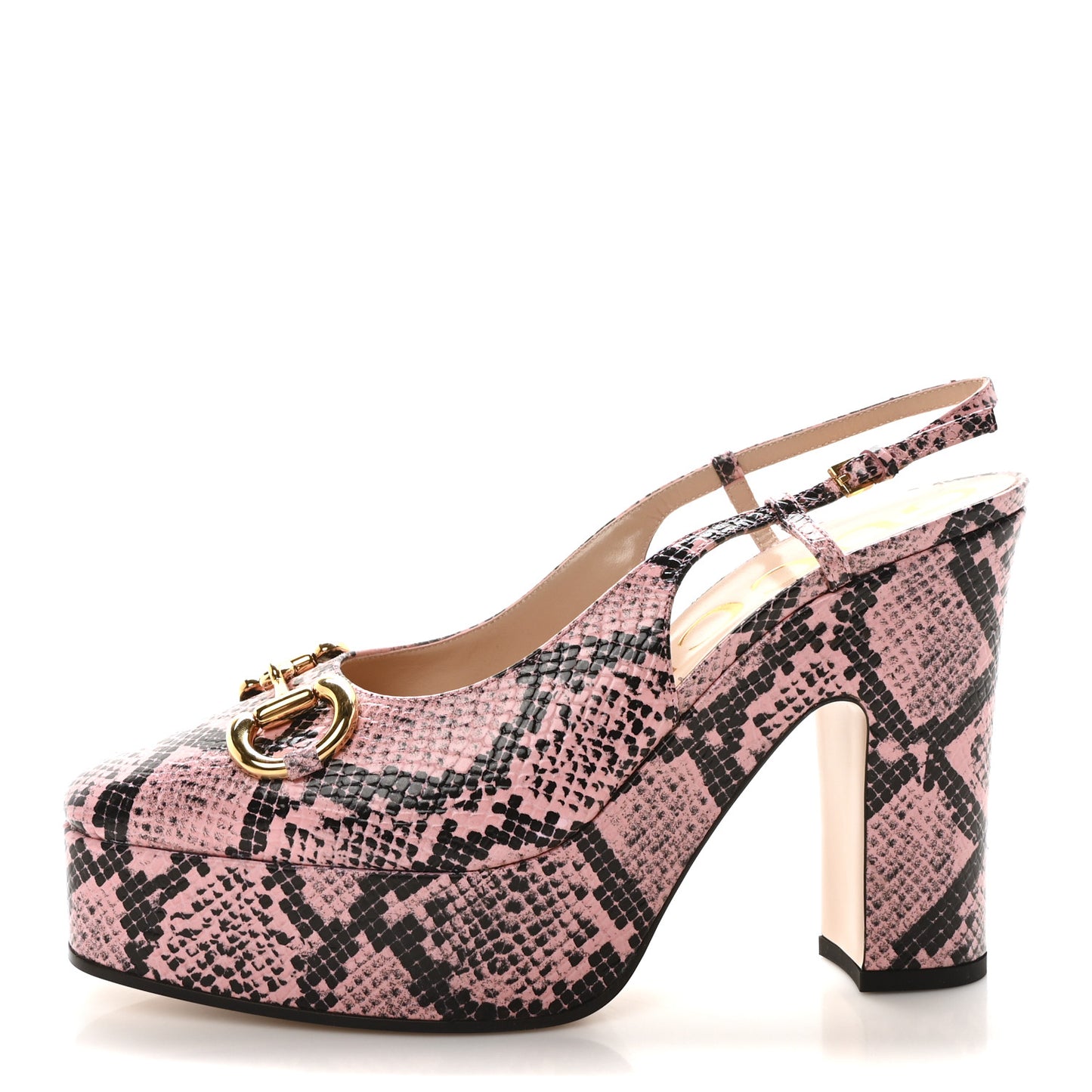 Calfskin Python Print Horsebit Platform 35/120mm Slingback Pumps 40 Wild Rose