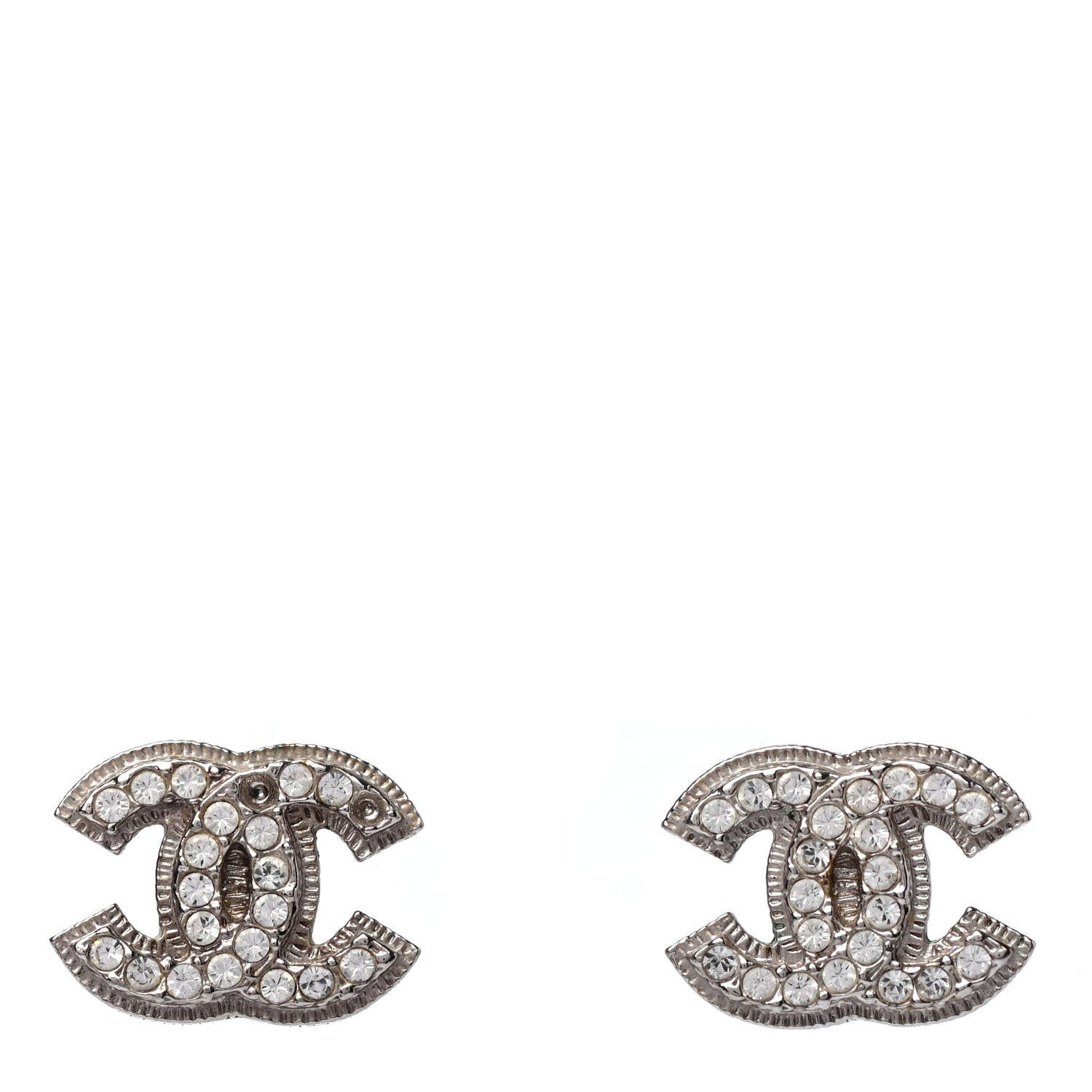 Chanel Crystal Mini CC Earrings Silver 1 of 4