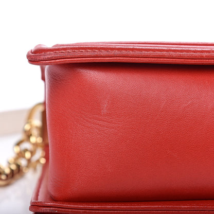 Chanel Lambskin Embossed Medium Boy Cube Flap Red 12 of 19
