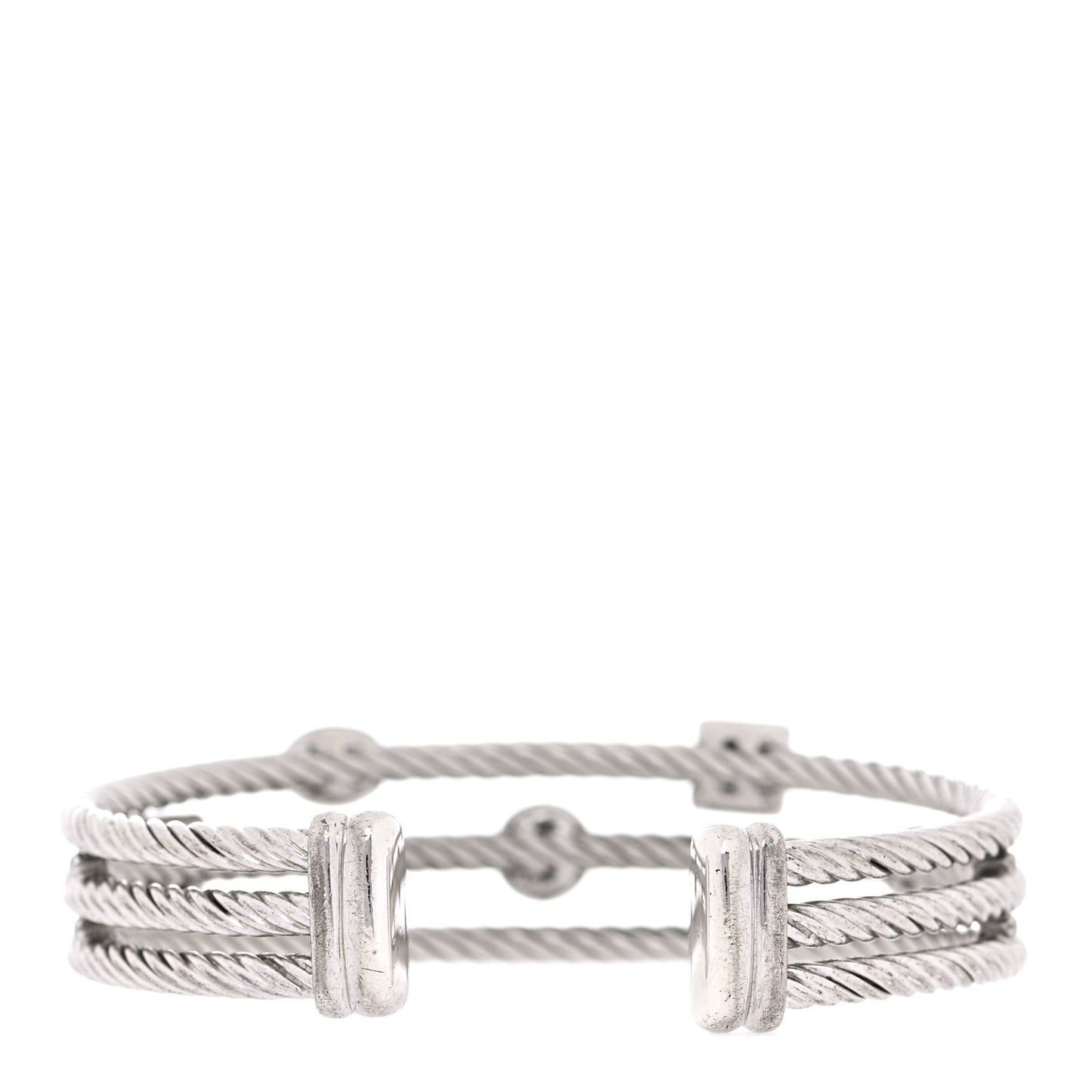 Sterling Silver Diamond Three Row Confetti Cuff Bracelet