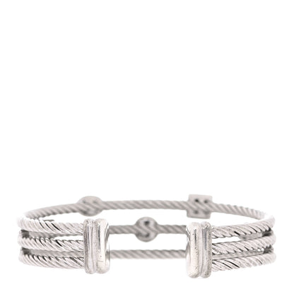 David Yurman Sterling Silver Diamond Three Row Confetti Cuff Bracelet 3 of 5