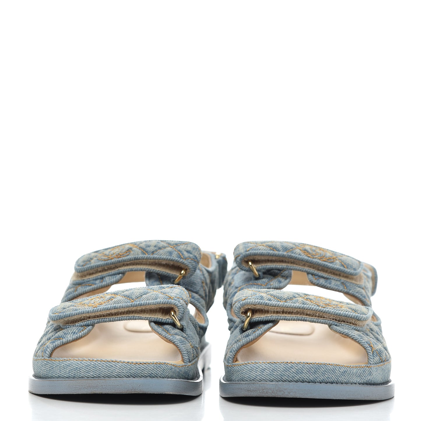 Denim Quilted Dad Sandals 38 Blue