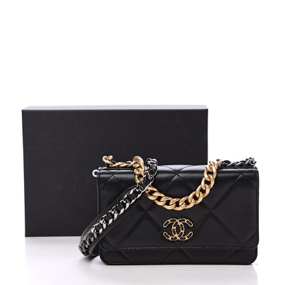 Chanel Quilted 19 Wallet On Chain WOC Black 12 of 12