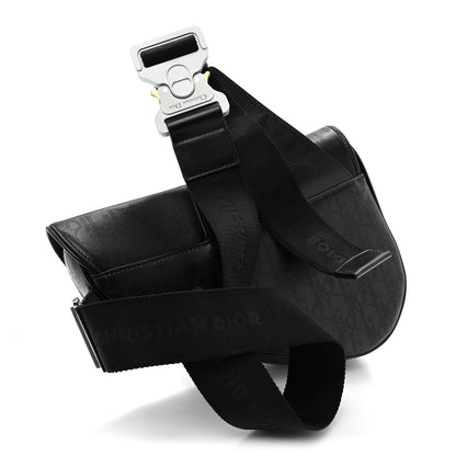 Christian Dior Calfskin Perforated Oblique Galaxy Mens Saddle Bag Black 3 of 9