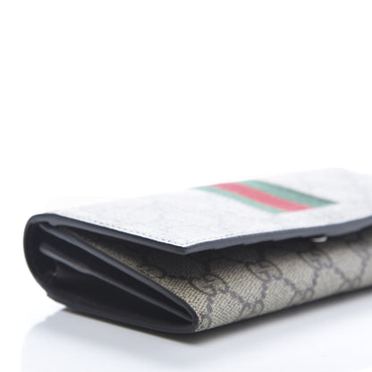 Gucci GG Supreme Monogram Selleria Calfskin Web New Web Continental Wallet Beige Ebony Cocoa 7 of 9