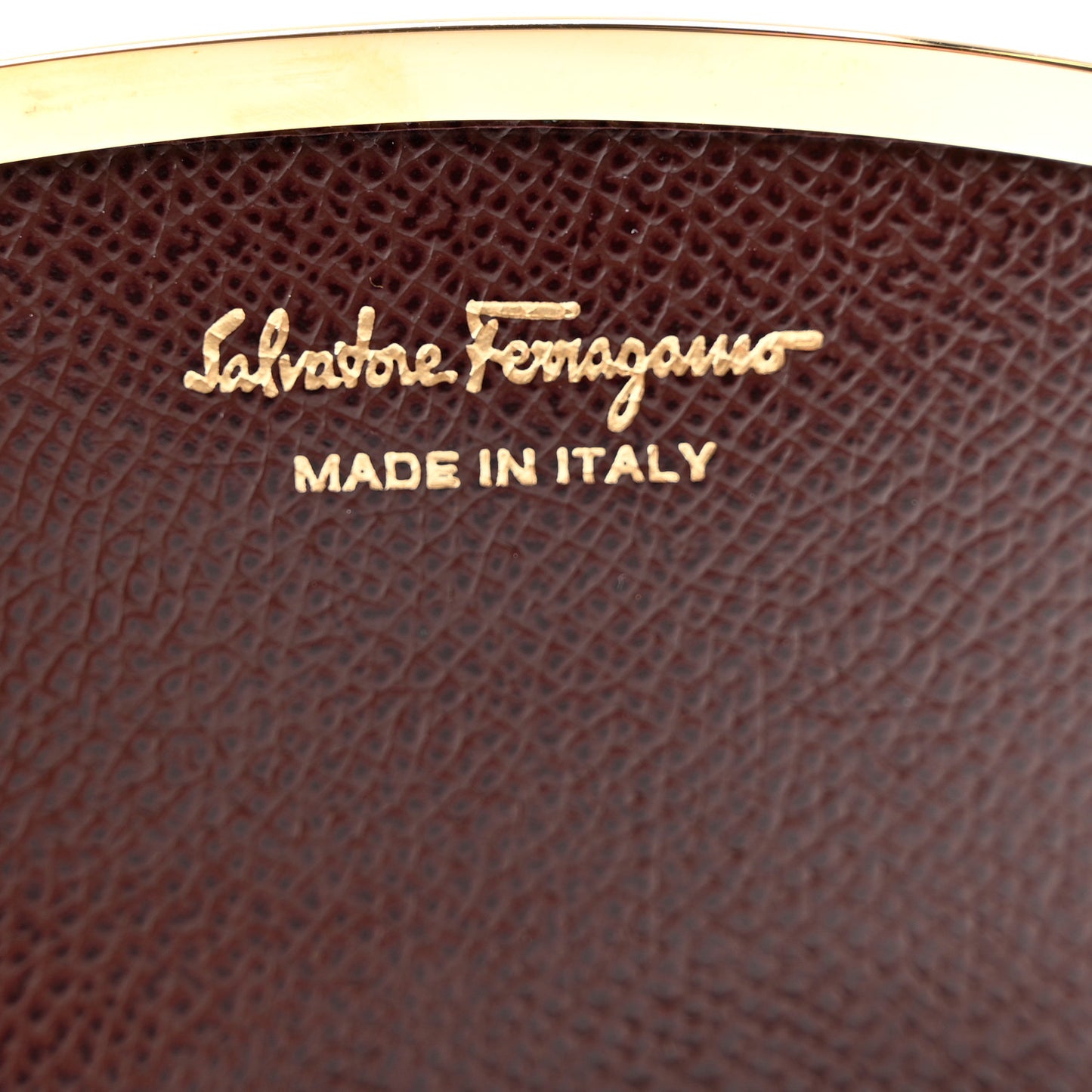 Grained Calfskin Gancini Card Holder Brown