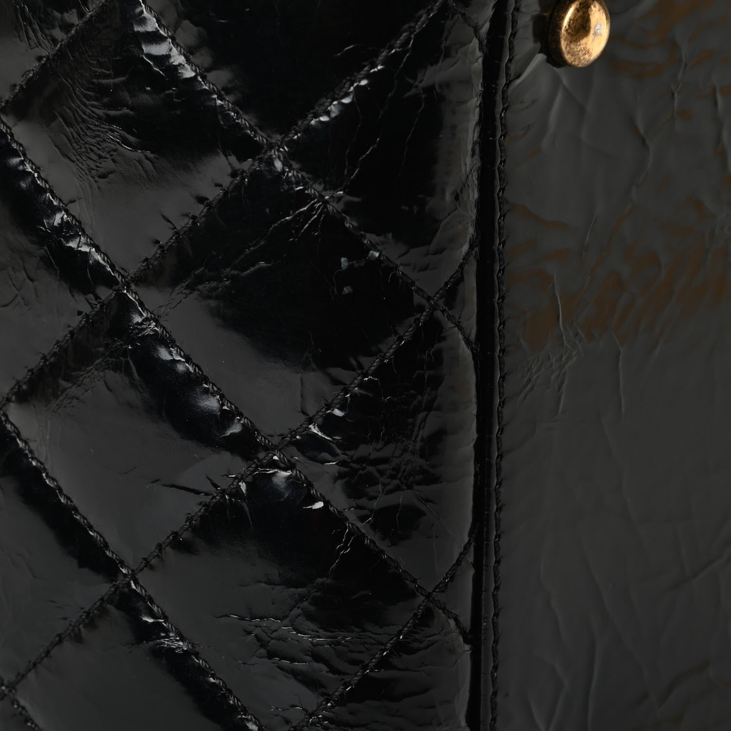 Chanel Glazed Calfskin Quilted Cosmetic Top Handle Case Black 5 of 9