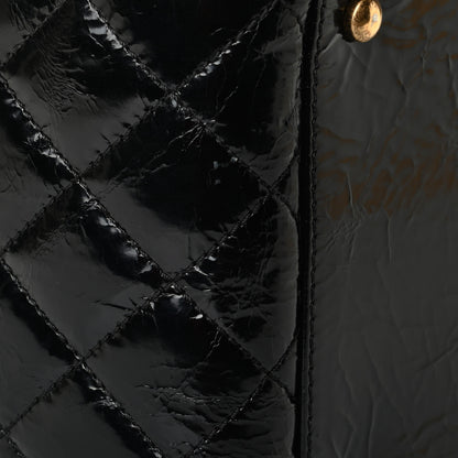 Chanel Glazed Calfskin Quilted Cosmetic Top Handle Case Black 5 of 9