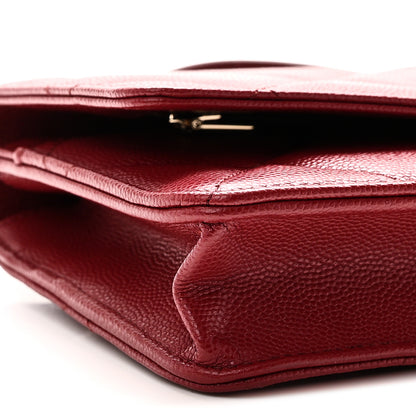 Chanel Shiny Caviar Quilted Turnlock Top Handle Wallet On Chain WOC Red 10 of 11