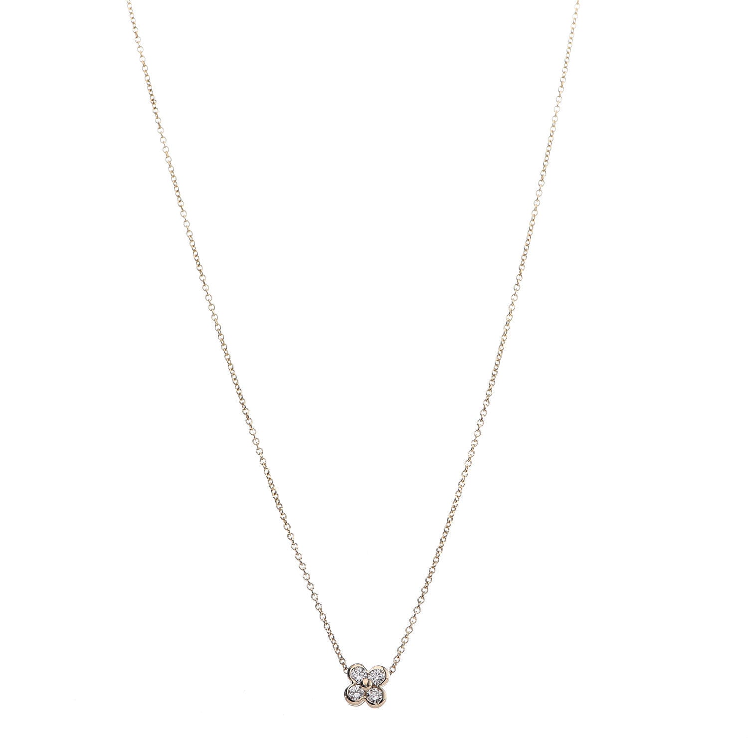 Tiffany 18K Yellow Gold Diamond Flower Pendant Necklace 1 of 6
