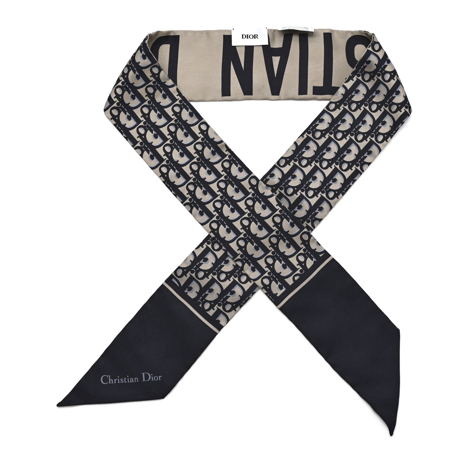 Christian Dior Silk Oblique Mitzah Scarf Bleu Marine 1 of 5