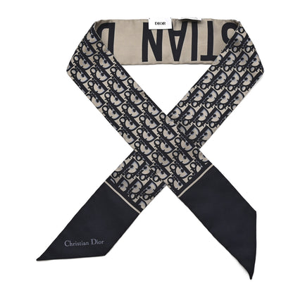 Christian Dior Silk Oblique Mitzah Scarf Bleu Marine 1 of 5