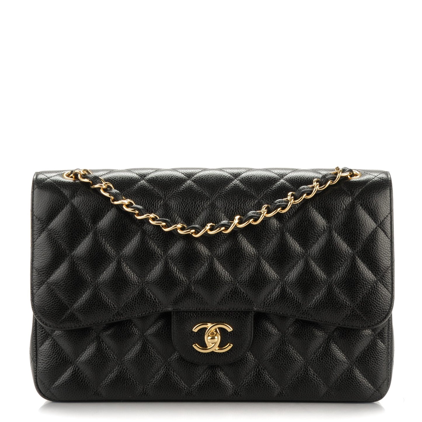 Caviar Quilted Jumbo Double Flap Black