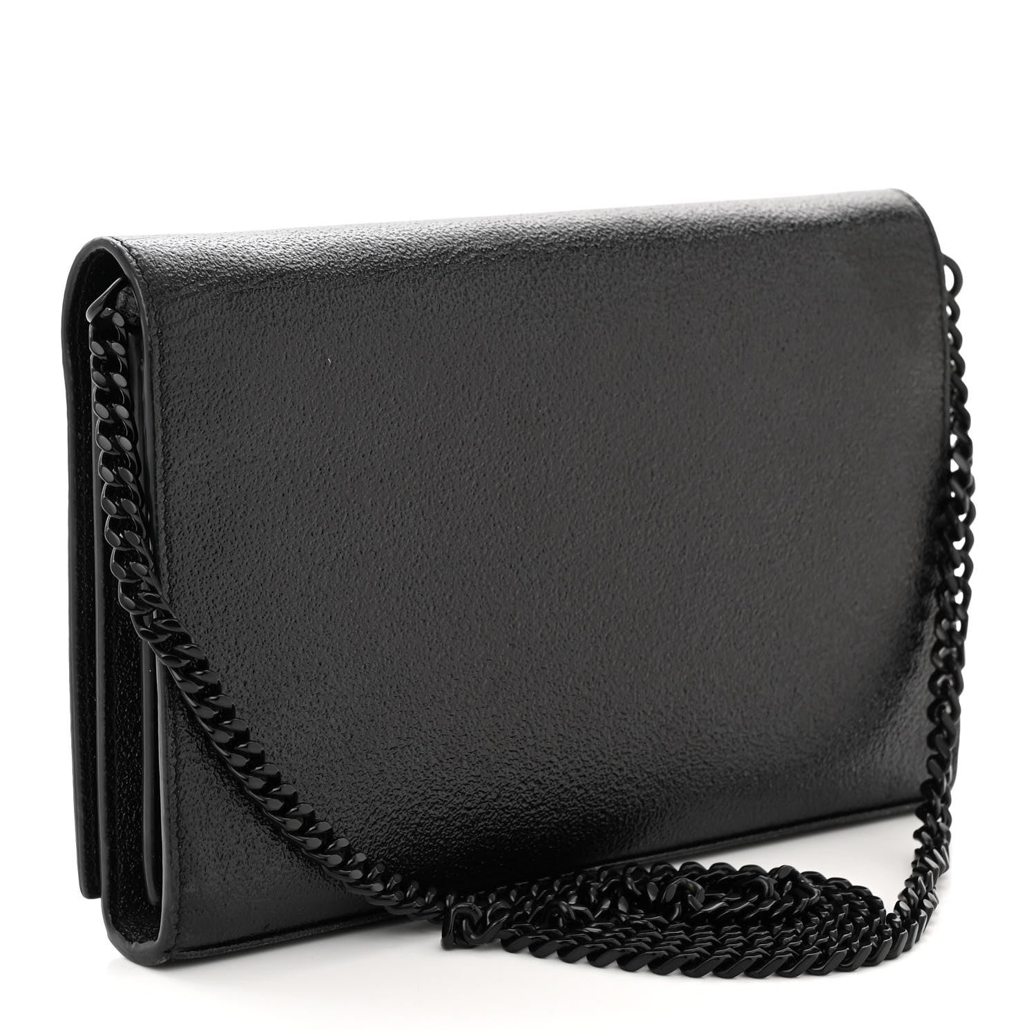Saint Laurent Grained Metallic Calfskin Monogram Chain Wallet Black 3 of 12