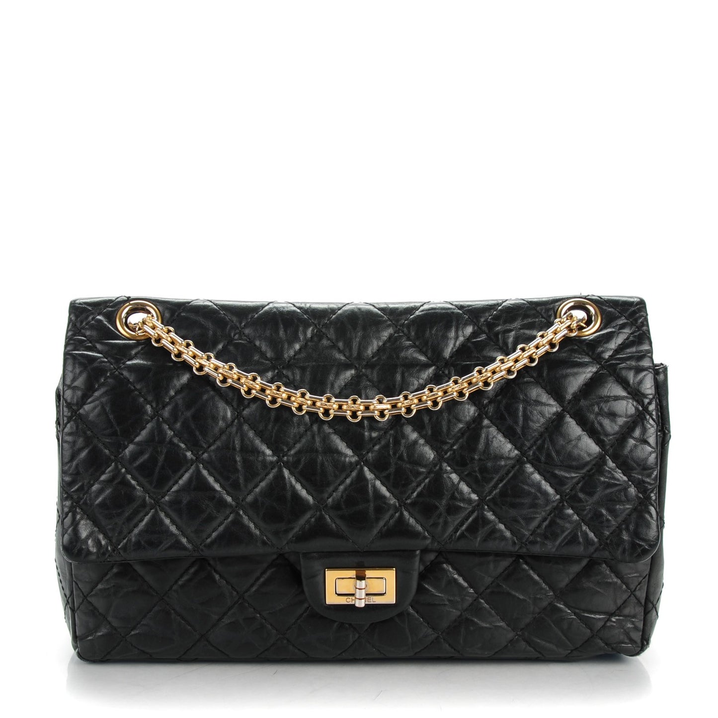 Aged Calfskin Quilted 2.55 Reissue 226 Flap Black