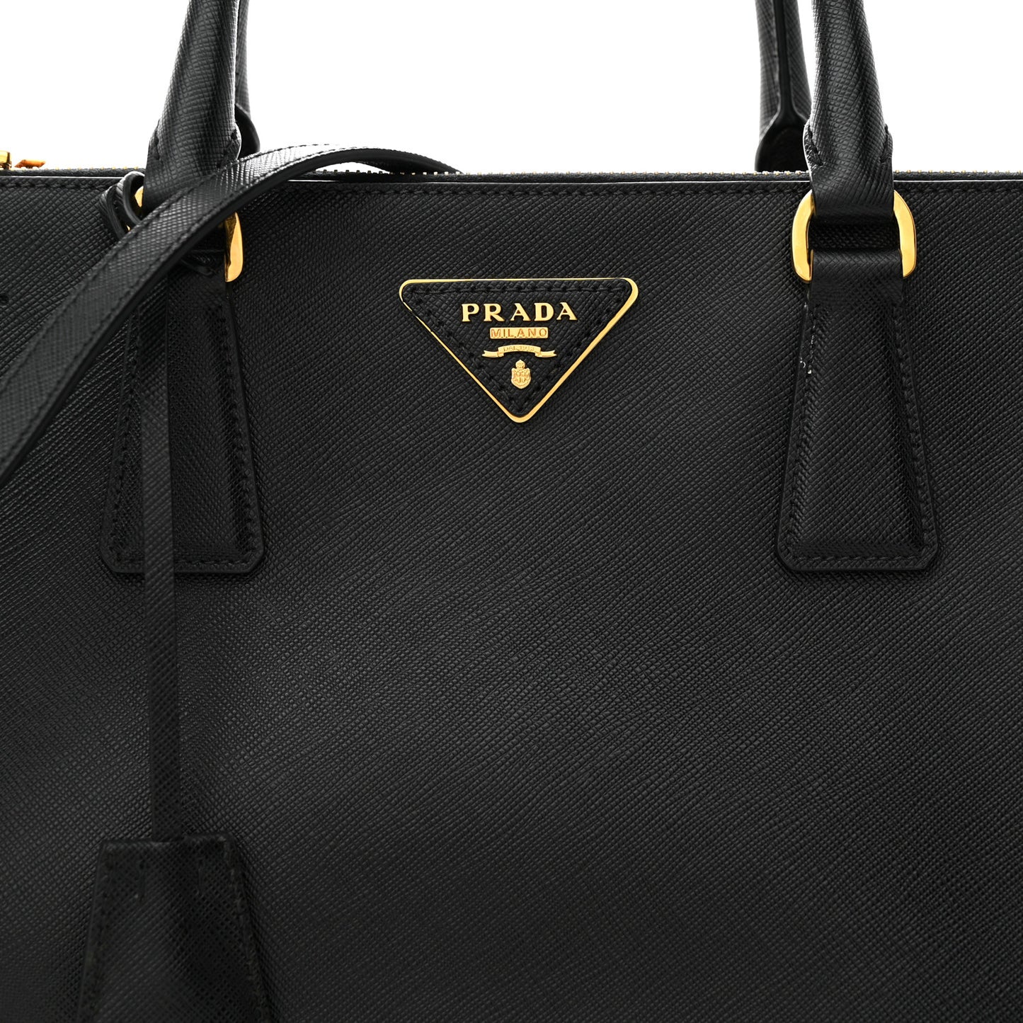 Saffiano Medium Galleria Double Zip Tote Black