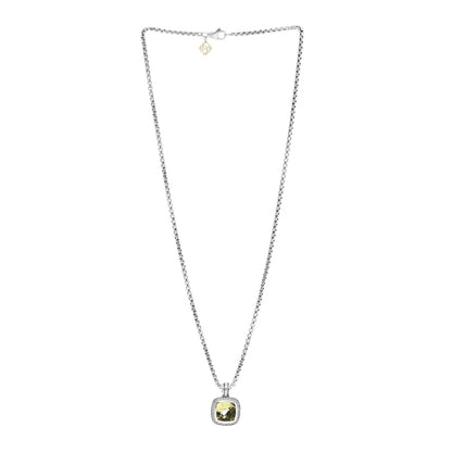 David Yurman Sterling Silver 14K Yellow Gold Diamond Lemon Citrine 11mm Albion Enhancer Pendant Necklace 3 of 4