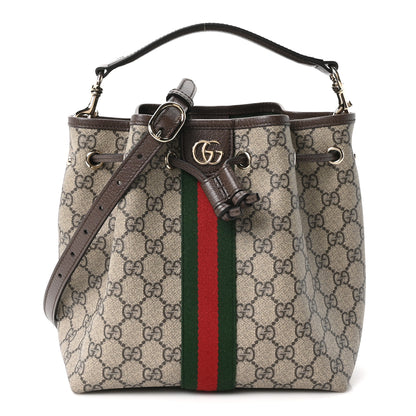 Gucci GG Supreme Monogram Web Small Ophidia Top Handle Bucket Bag Brown 1 of 10