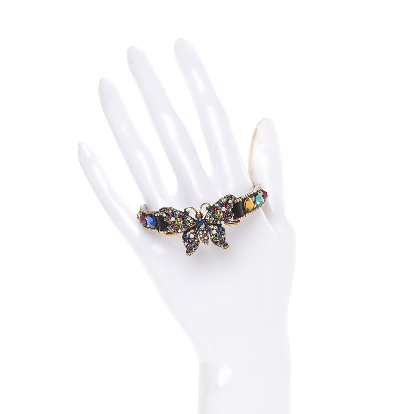 Calfskin Crystal Butterfly Bracelet Multicolor