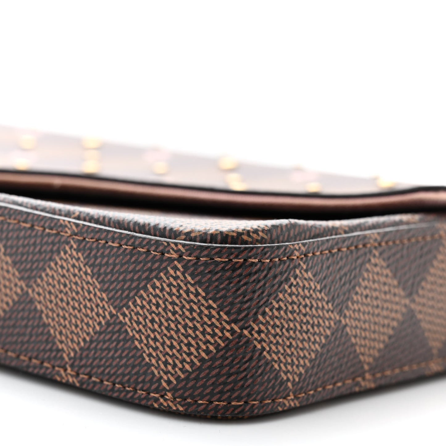 Damier Ebene Studded Pochette Felicie Chain Wallet