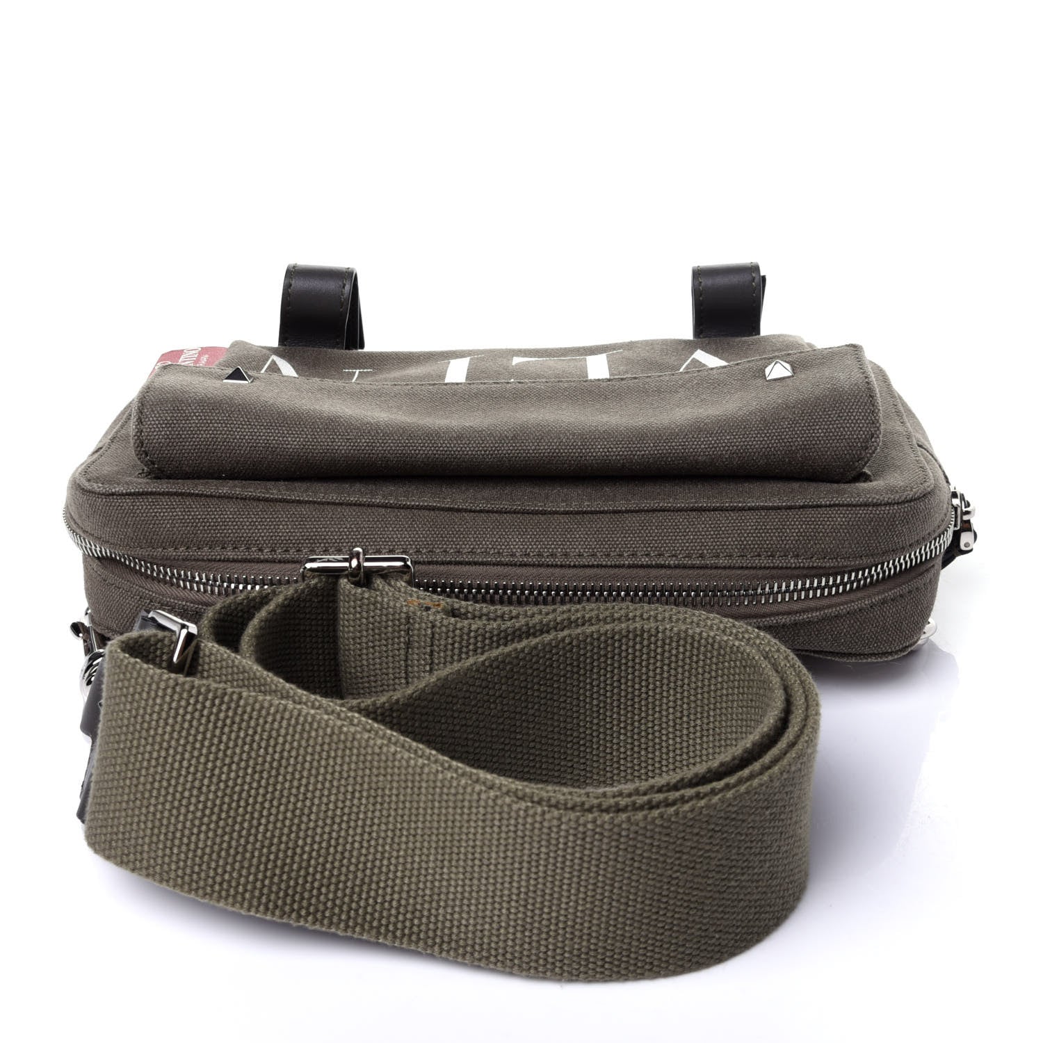 Valentino Garavani Canvas VLTN Print Rockstud Crossbody Olive 10 of 11