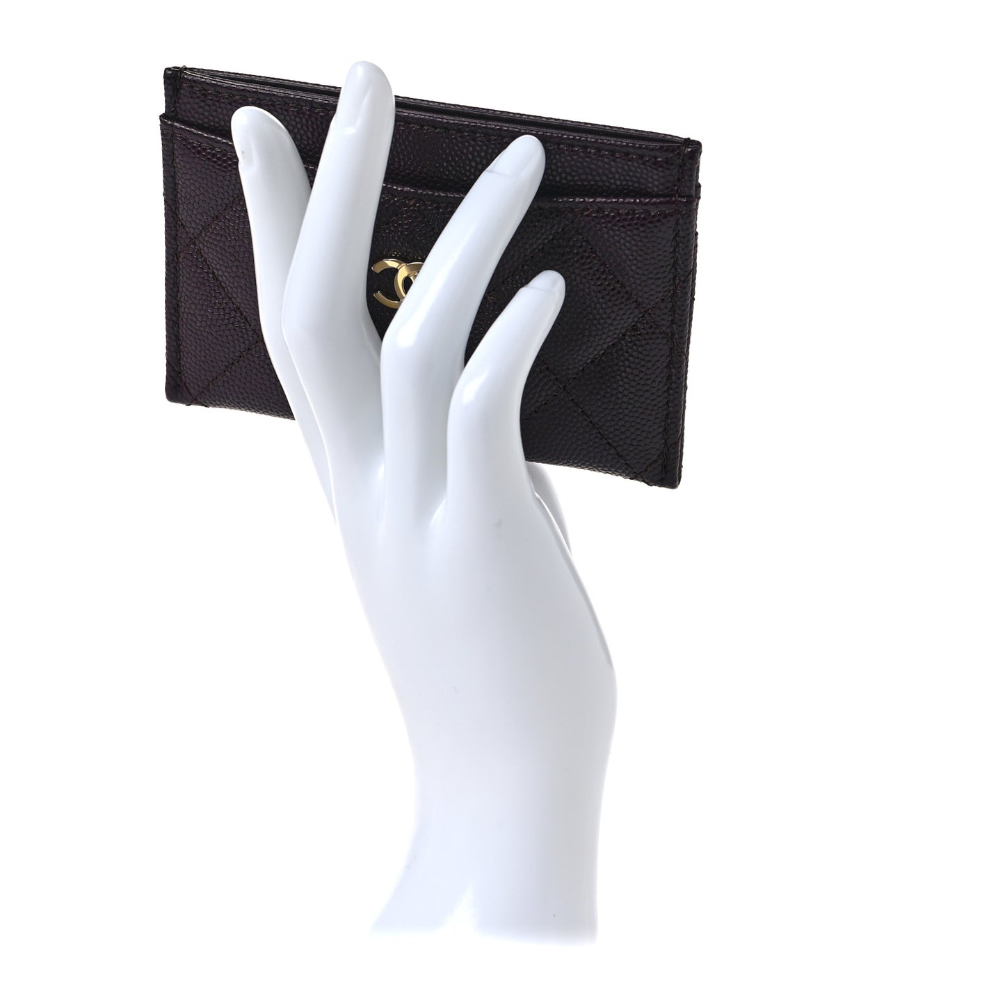 Caviar Quilted Card Holder Dark Brown