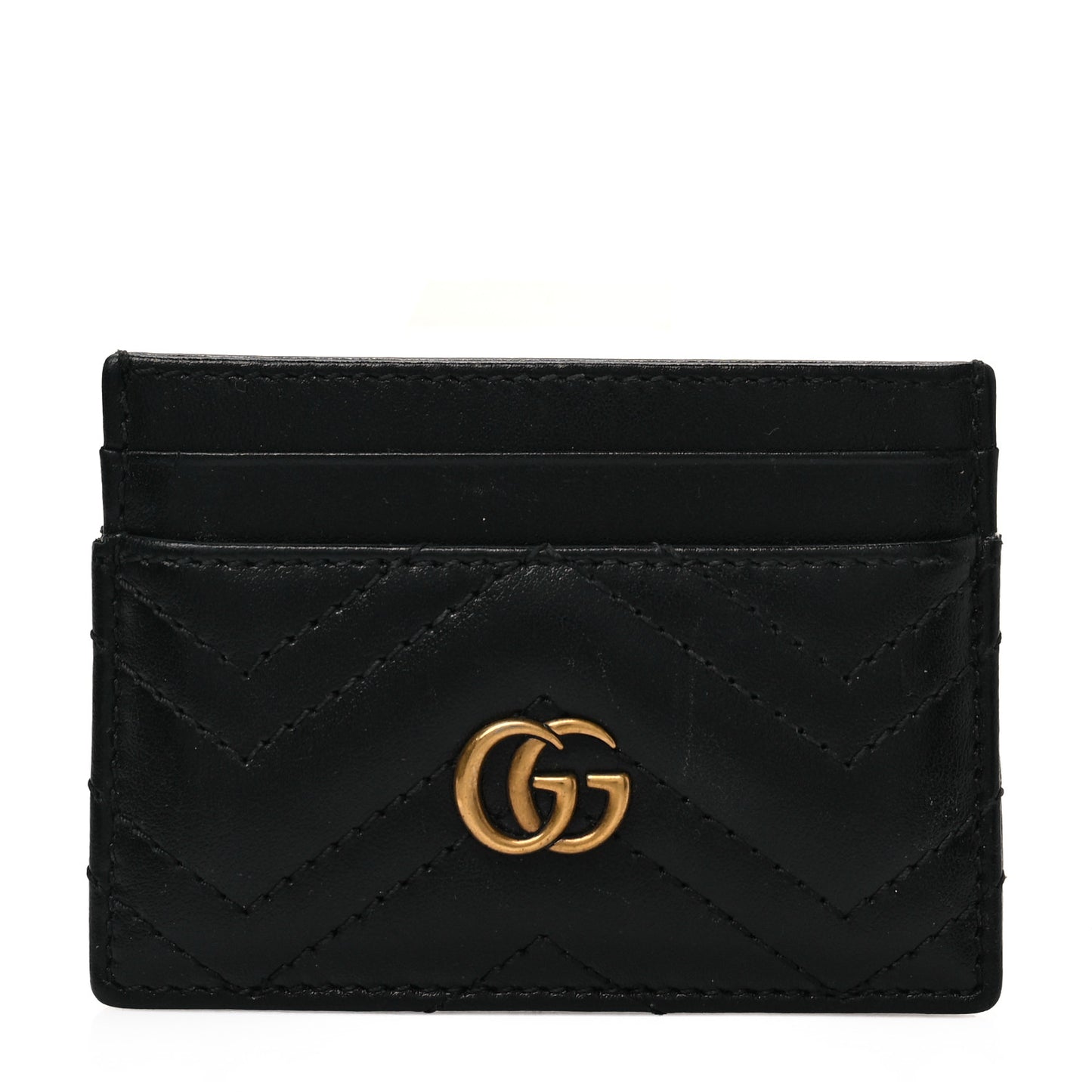 Calfskin Matelasse GG Marmont Card Holder Black