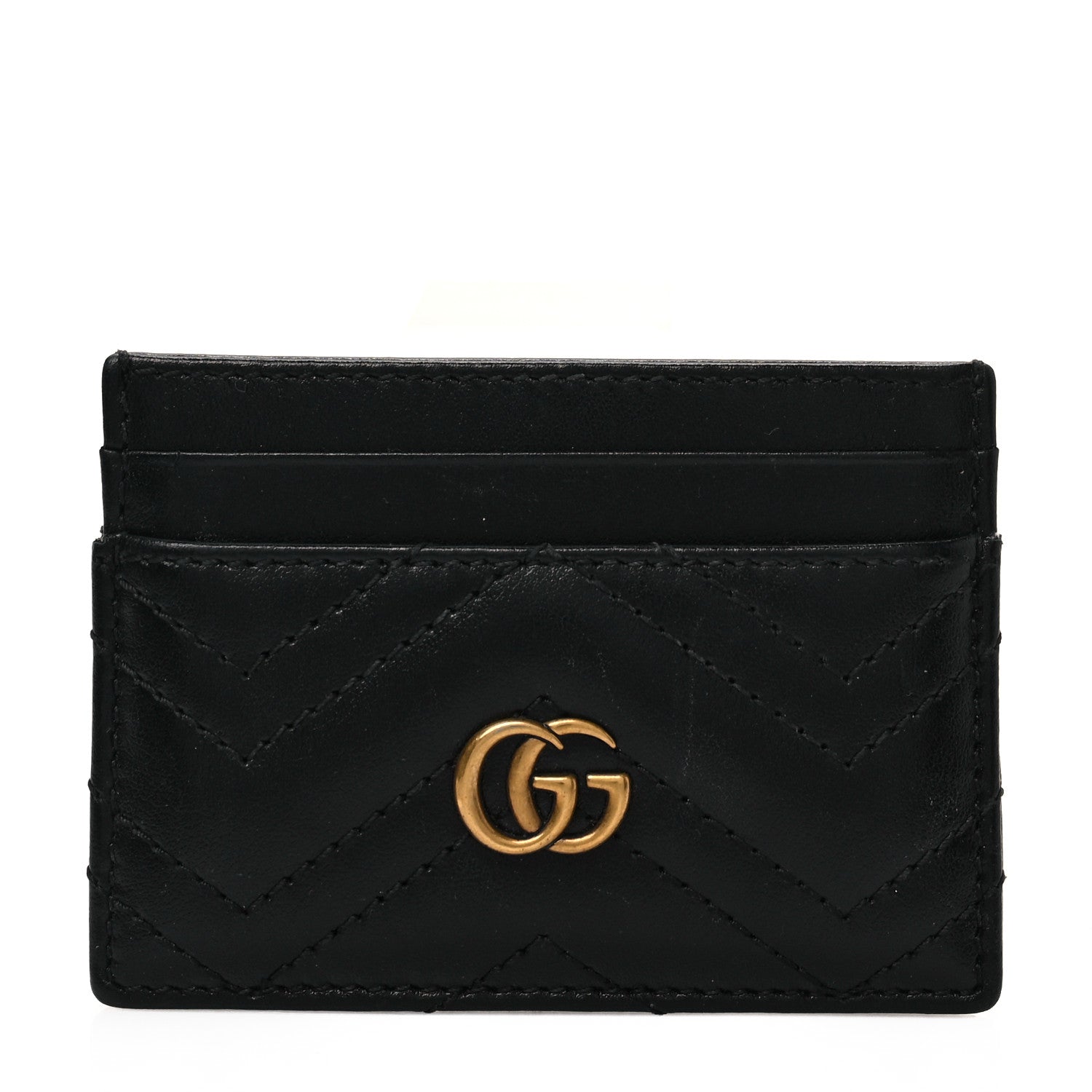 Gucci Calfskin Matelasse GG Marmont Card Holder Black 1 of 7