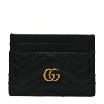 Gucci Calfskin Matelasse GG Marmont Card Holder Black 1 of 7