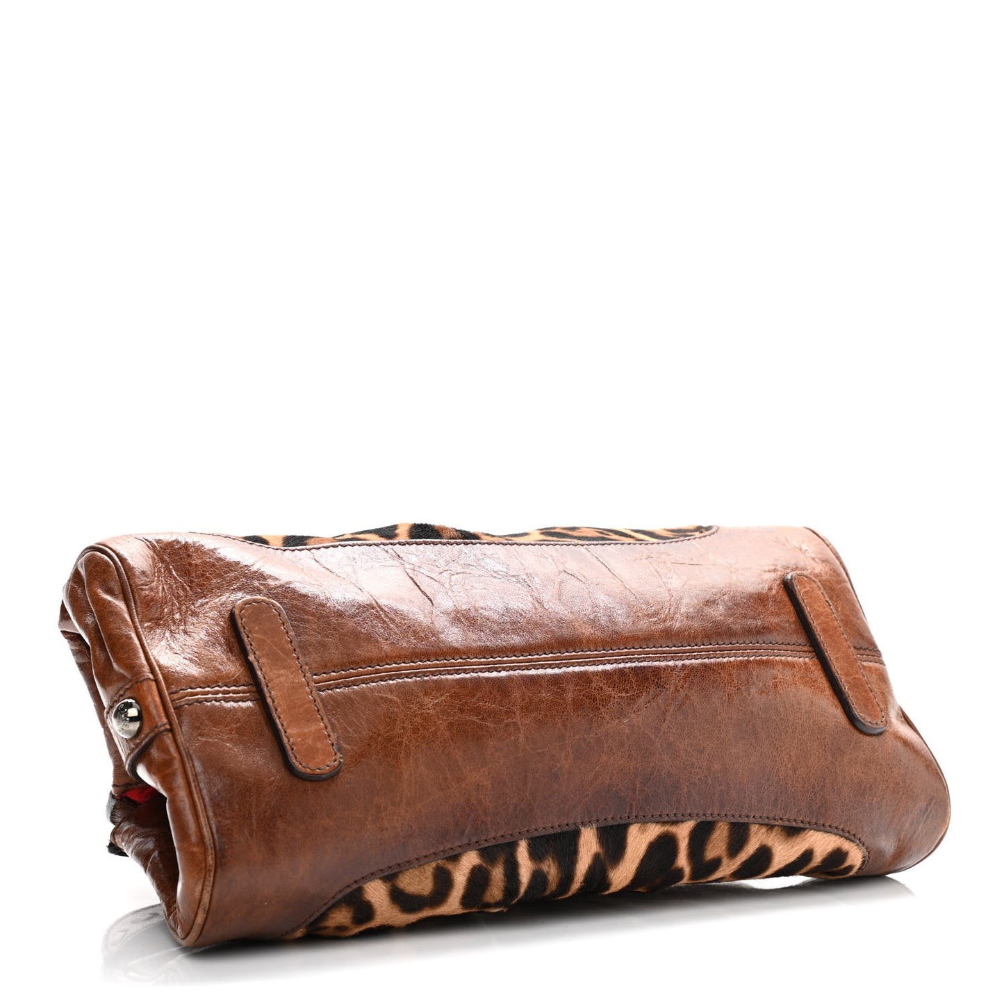 Calf Hair Leopard Print Miss Romantique Satchel Tan