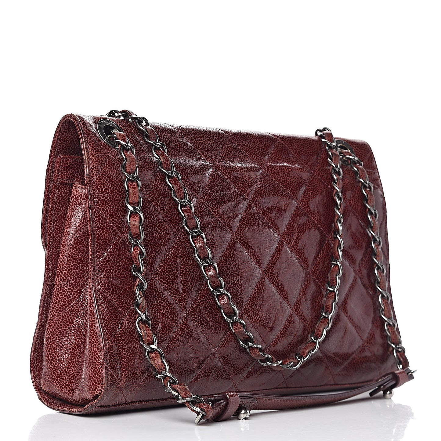 Crumpled Grained Calfskin Medium CC Crave Flap Bordeaux