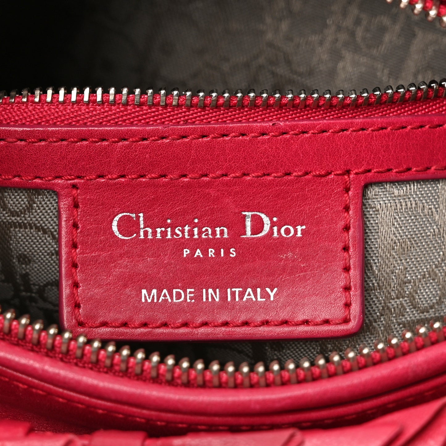 Lambskin Cannage Bow Medium Lady Dior Fuchsia