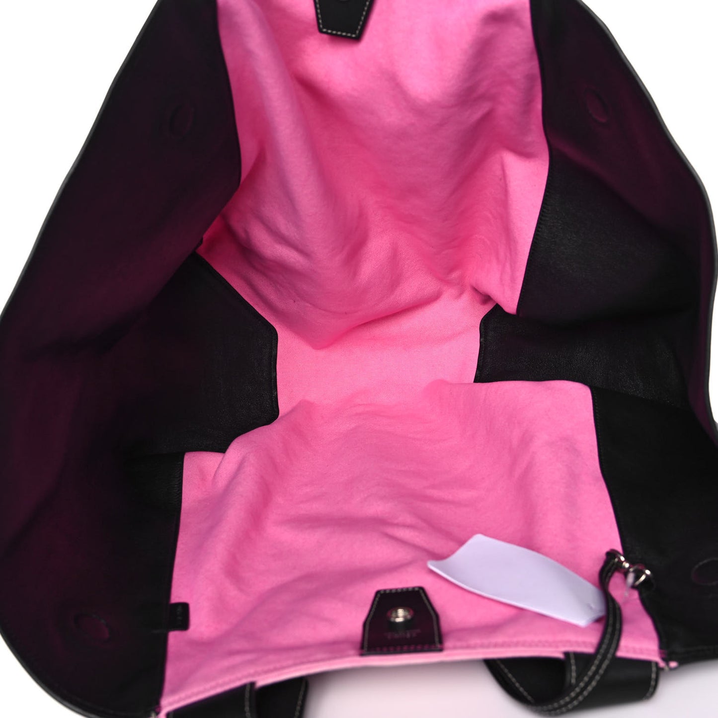 Canvas Smooth Calfskin Frame Tote Black Pink White
