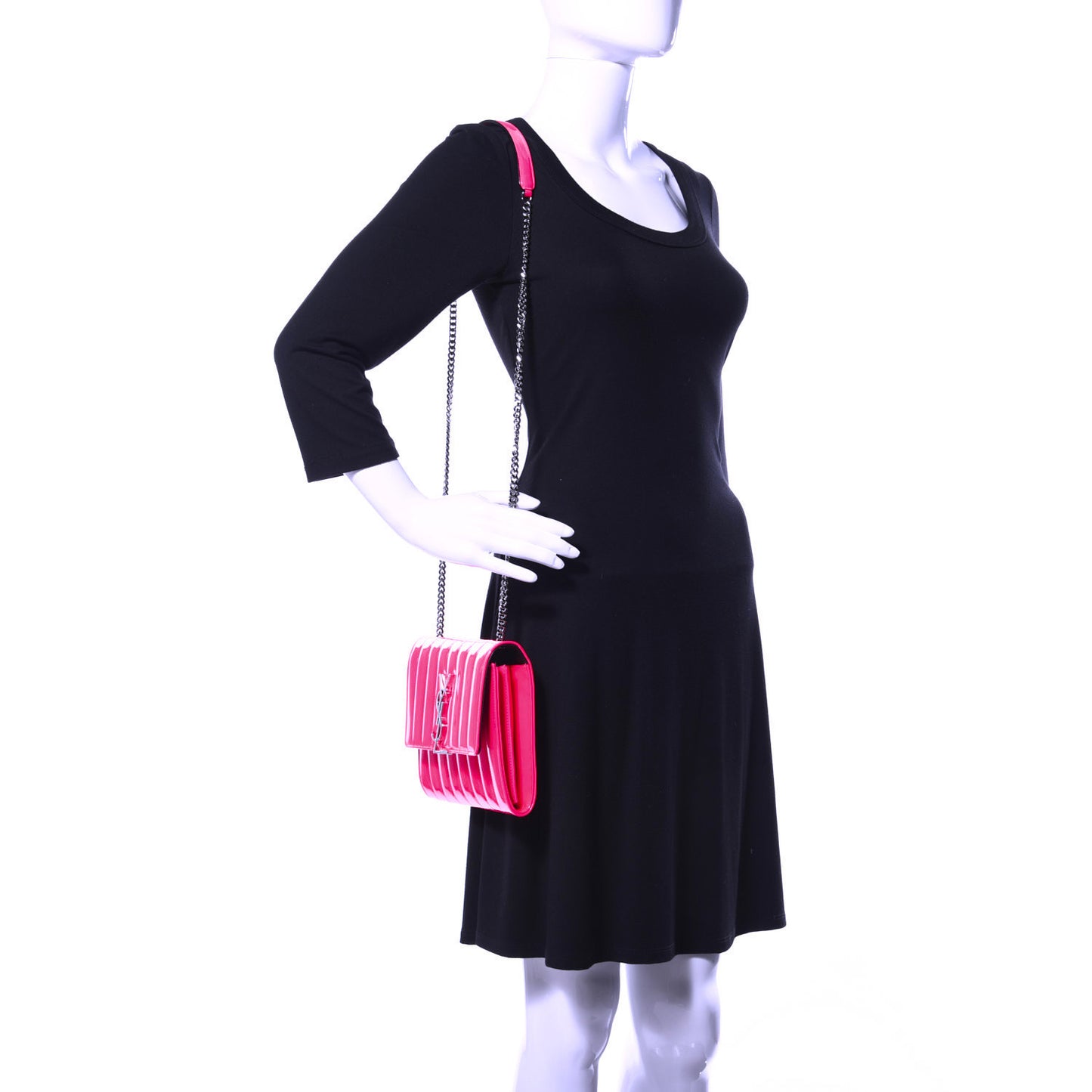 Patent Calfskin Matelasse Monogram Vicky Chain Wallet Pink