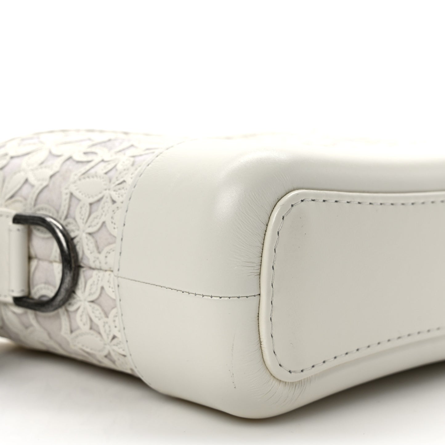 Calfskin Wool Felt Embossed Small Gabrielle Logo Hobo White