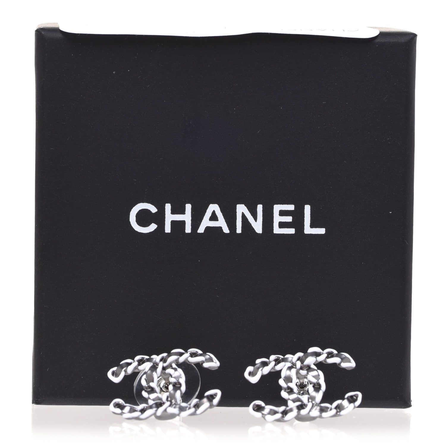 Chanel Lambskin Chain CC Earrings Silver Grey 5 of 5