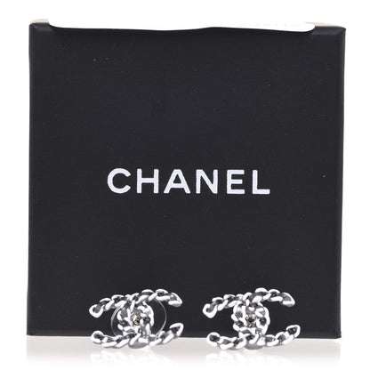 Chanel Lambskin Chain CC Earrings Silver Grey 5 of 5