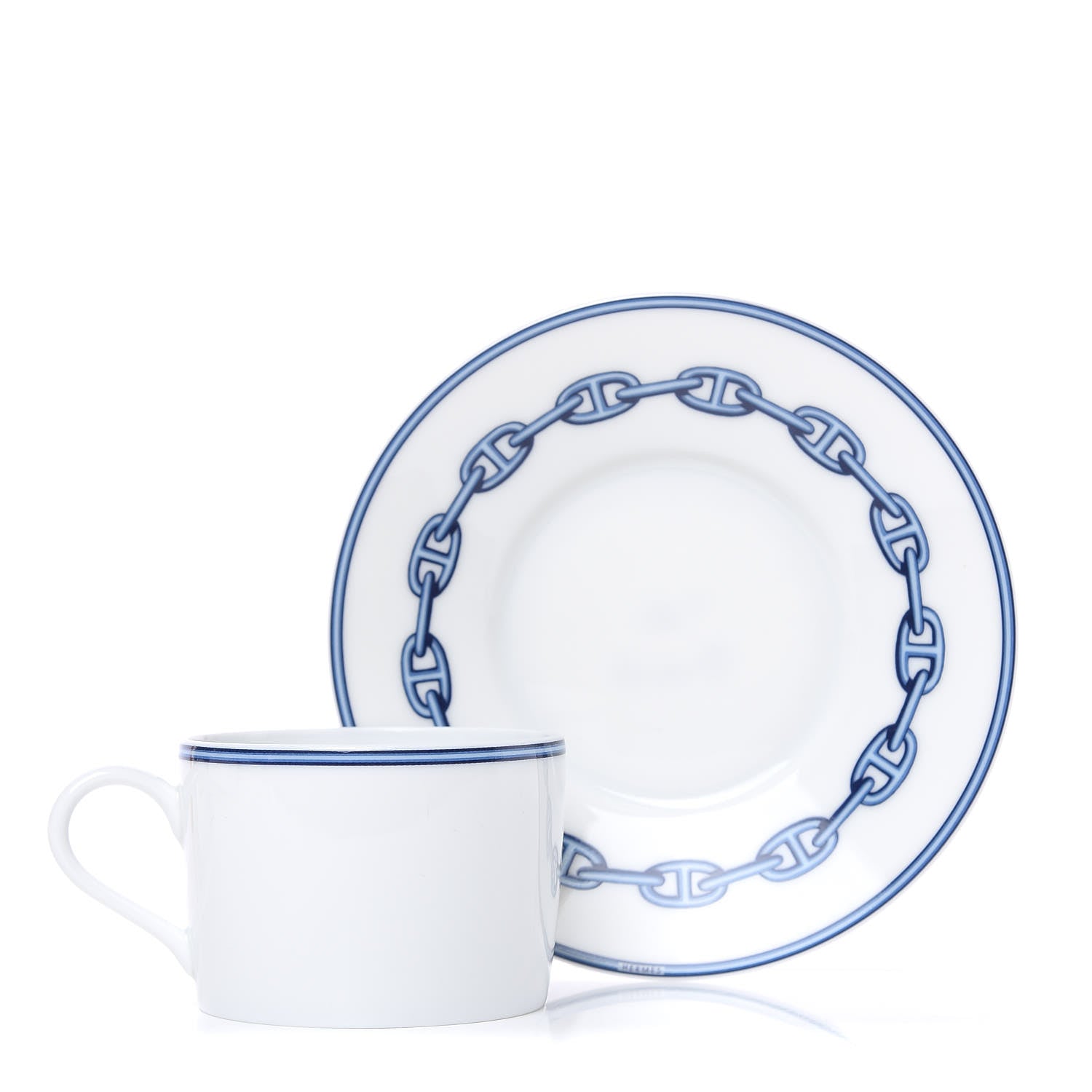 Hermes Porcelain Chaine d'Ancre Tea Cup And Saucer Set Of 2 2 of 7